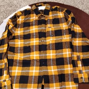 Hollister Mens Flannel Size XL (Slim Fit) Brand New w/Tags Light Orange & Black
